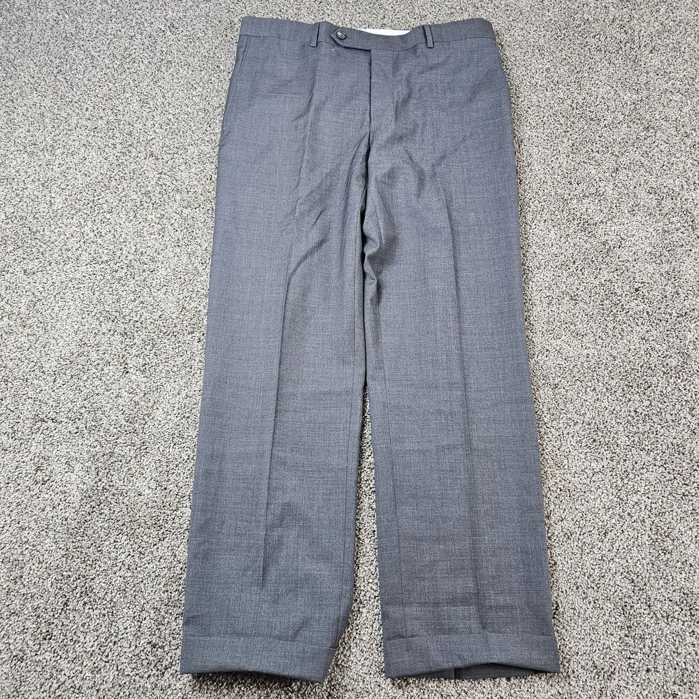 Samuelsohn Dress Pants Mens 34x30 Gray REDA 110s Wool Italian Cuffed Performance